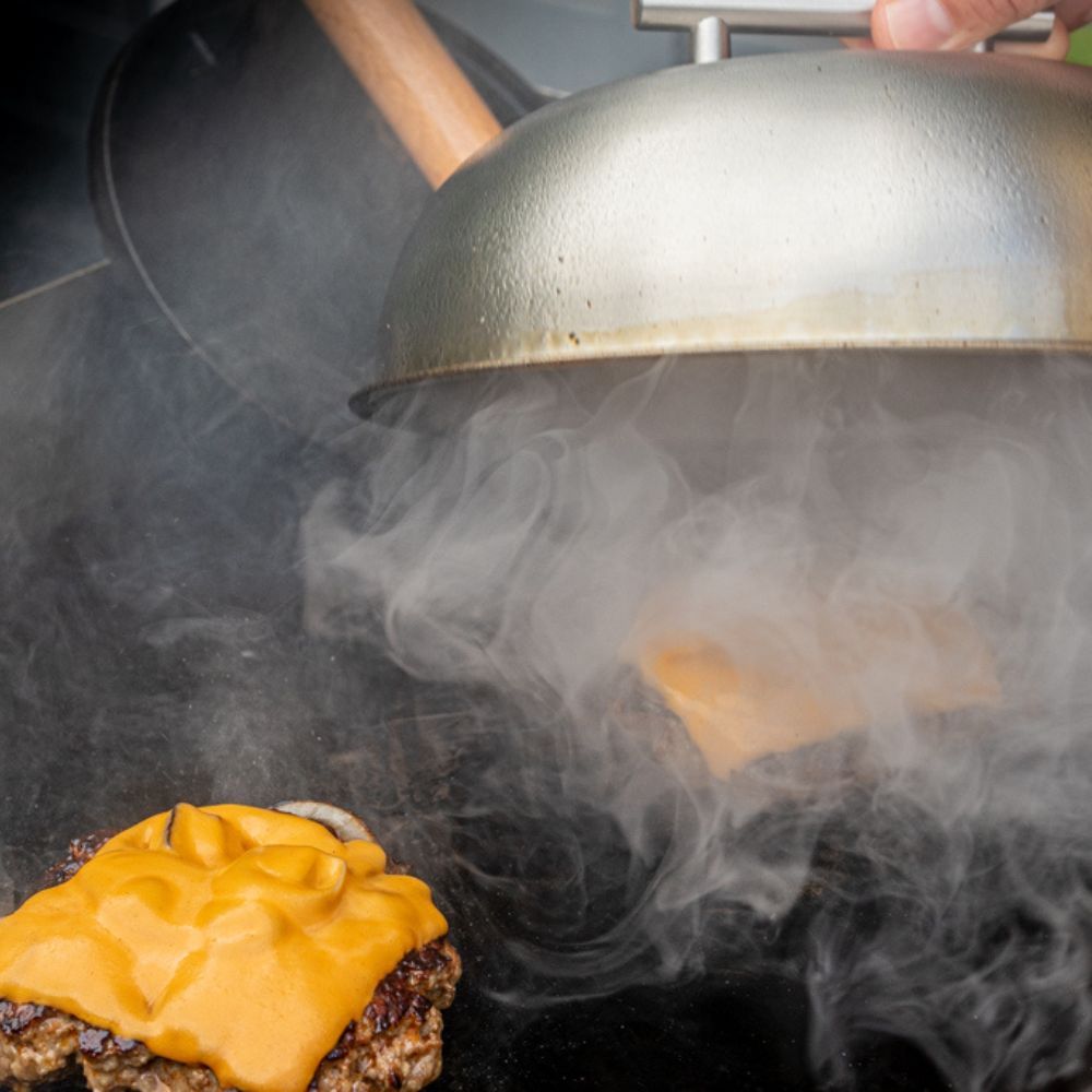 Dôme chauffant, Ø 23 cm, acier inoxydable, poignée angulaire