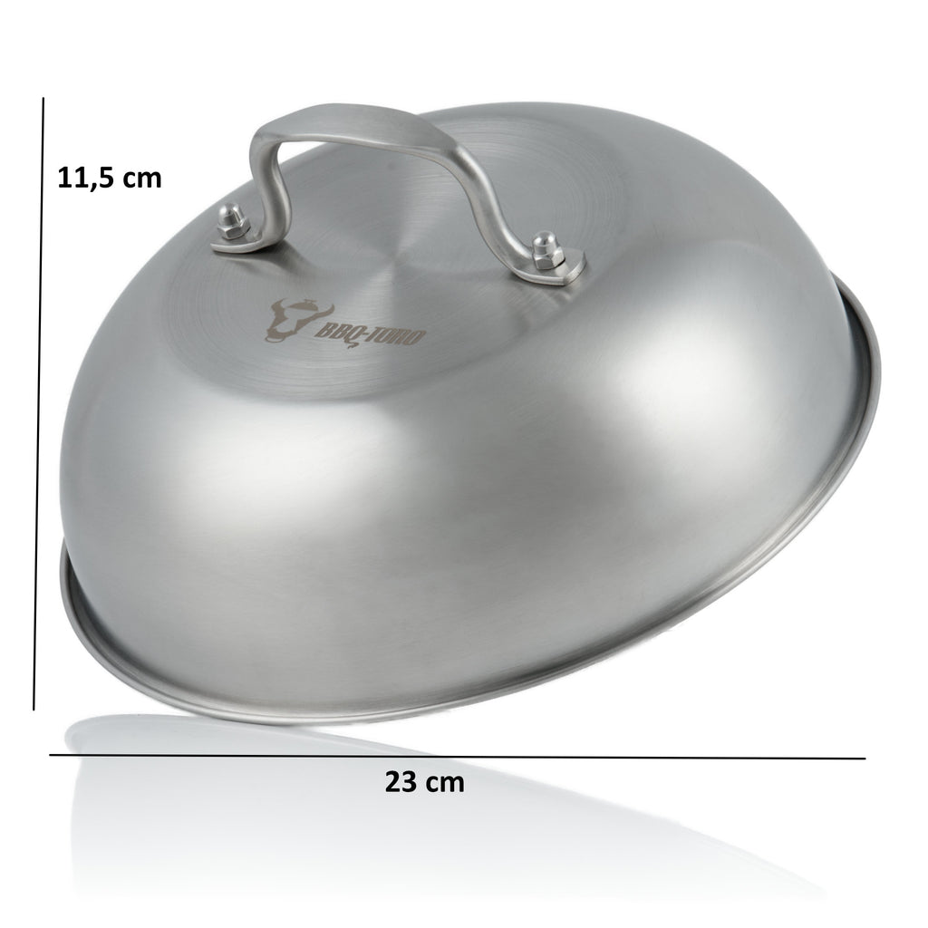 Dôme chauffant, Ø 23 cm, acier inoxydable, poignée ronde