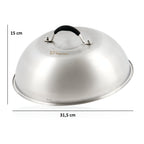 Ensemble de cloches chauffantes, Ø 31,5 cm, acier inoxydable, comprenant un poids à viande en fonte (carré)
