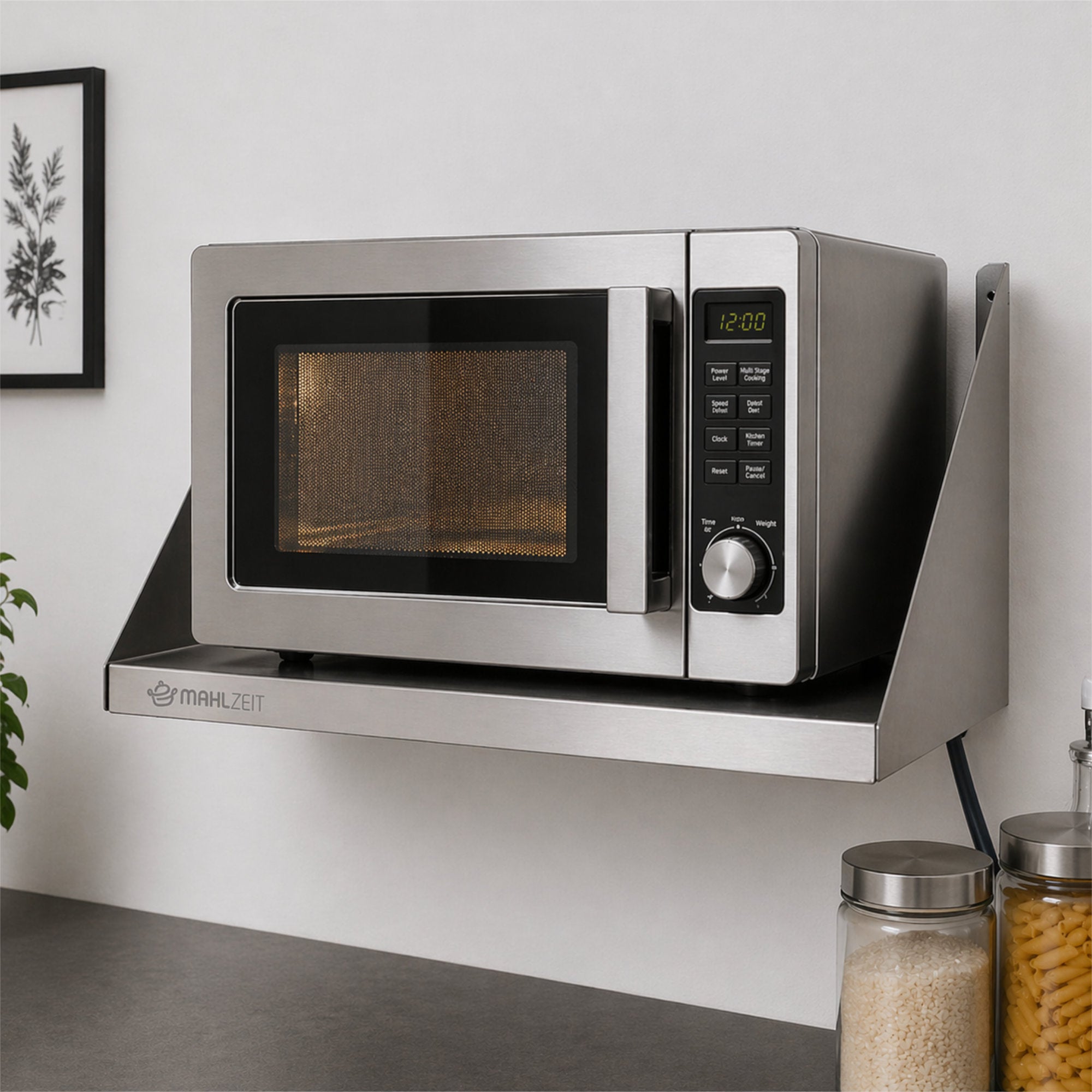 Hängeregal für Mikrowelle, Edelstahl, mit Kabeldurchführung