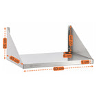 Étagère murale pour micro-ondes, acier inoxydable, avec passe-câbles