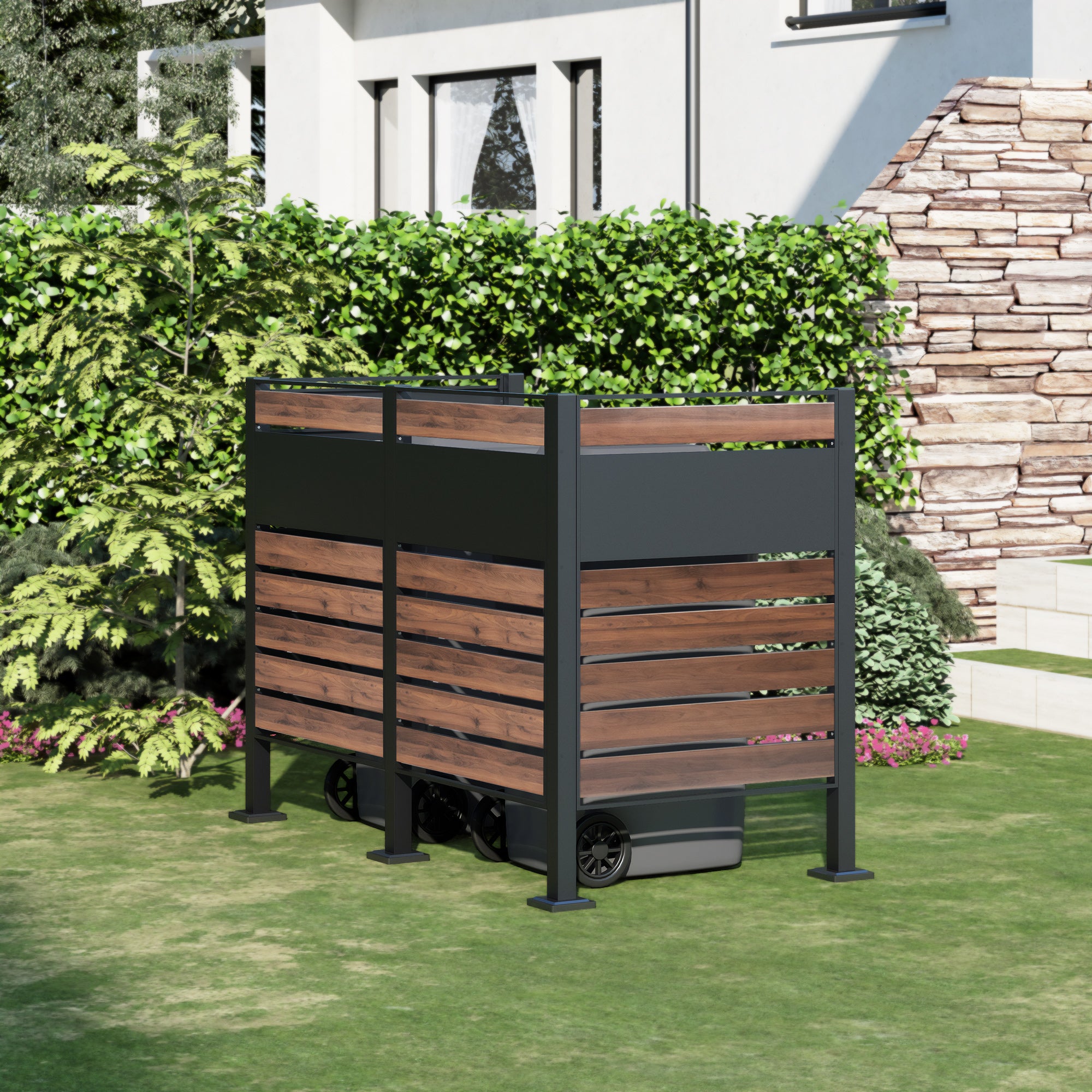 Bin cladding, anthracite RAL7016, wood look