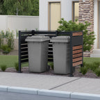 Revêtement de poubelle, anthracite RAL7016, aspect bois
