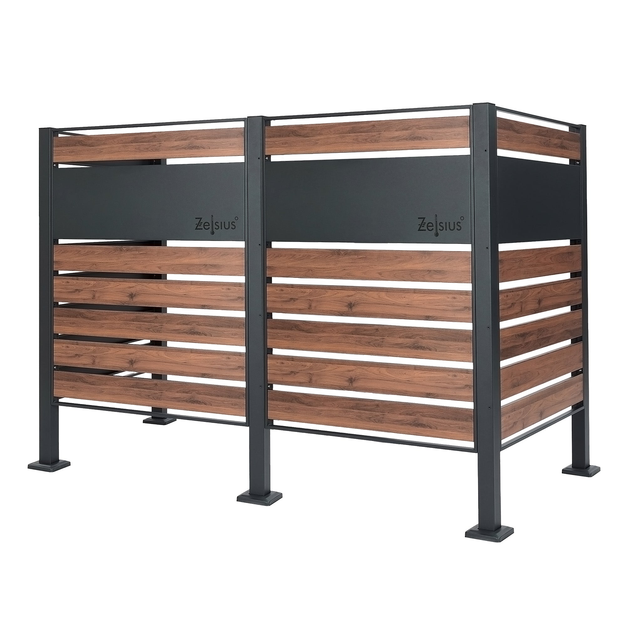 Revêtement de poubelle, anthracite RAL7016, aspect bois