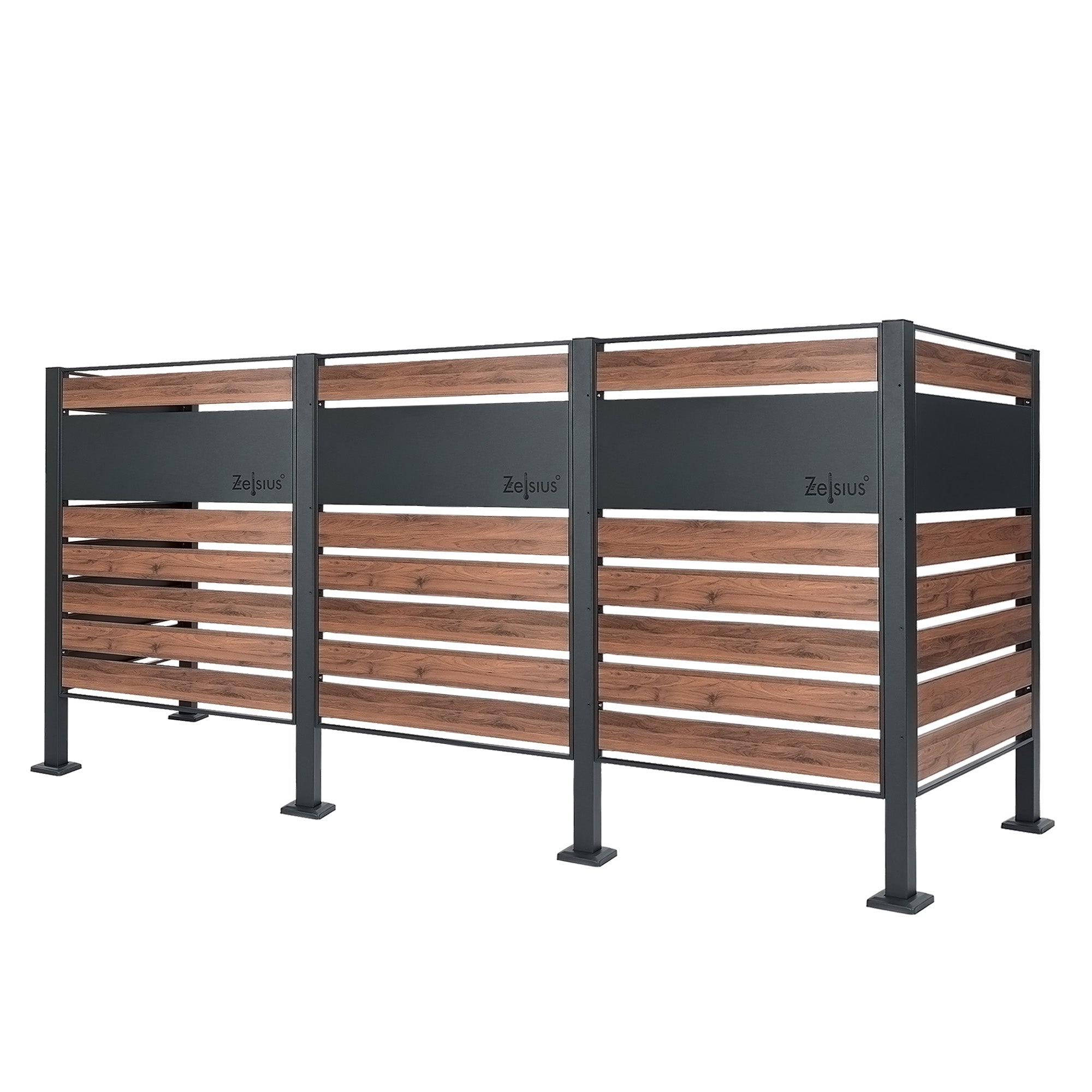 Revêtement de poubelle, anthracite RAL7016, aspect bois