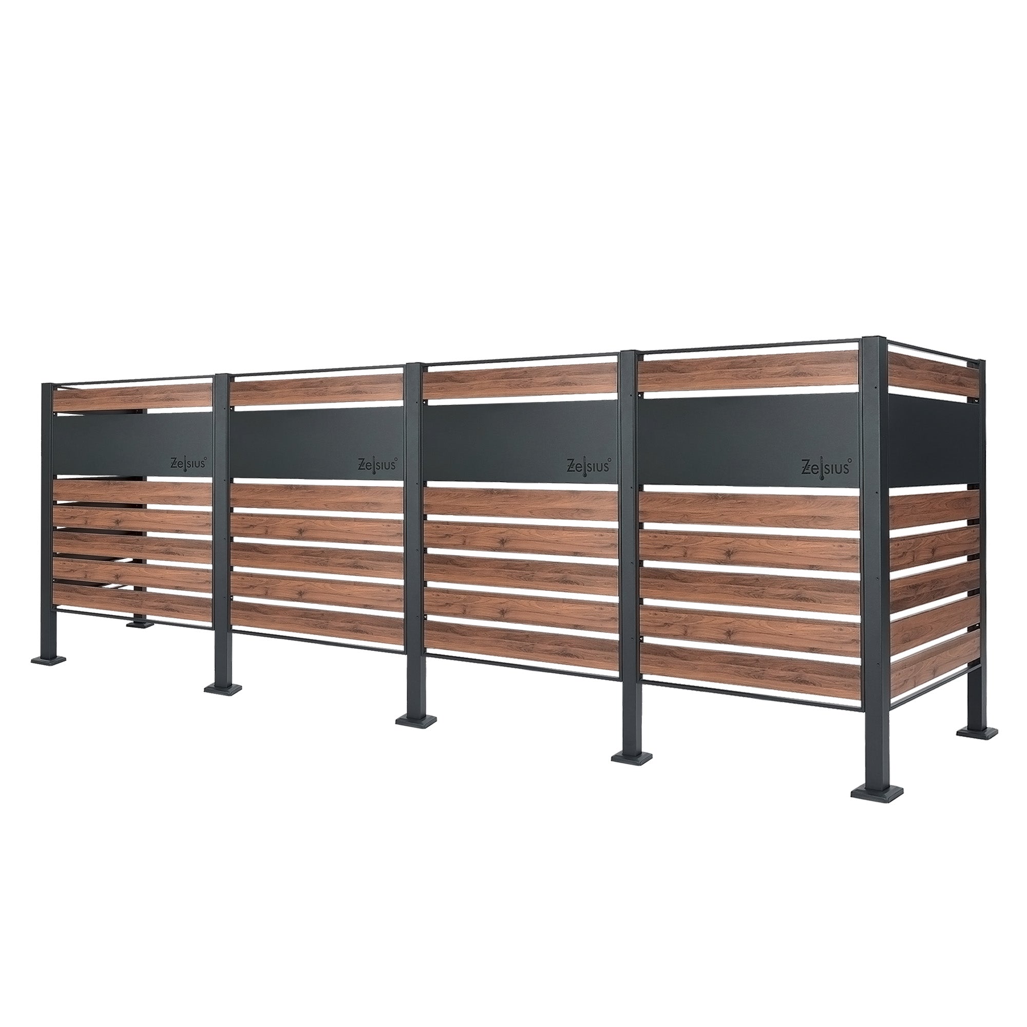 Revêtement de poubelle, anthracite RAL7016, aspect bois