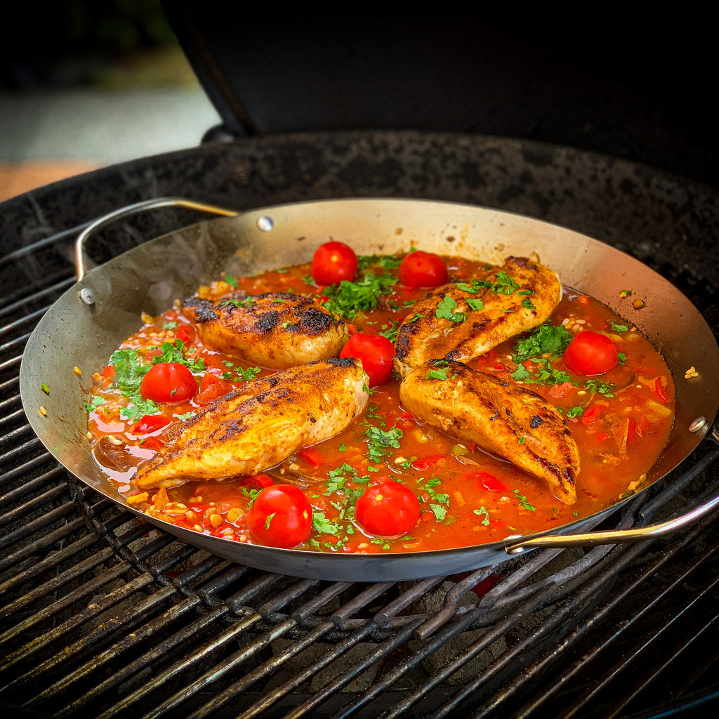 Poêle à paella, Ø 35 cm, en acier inoxydable, pour 6 personnes, avec poignées