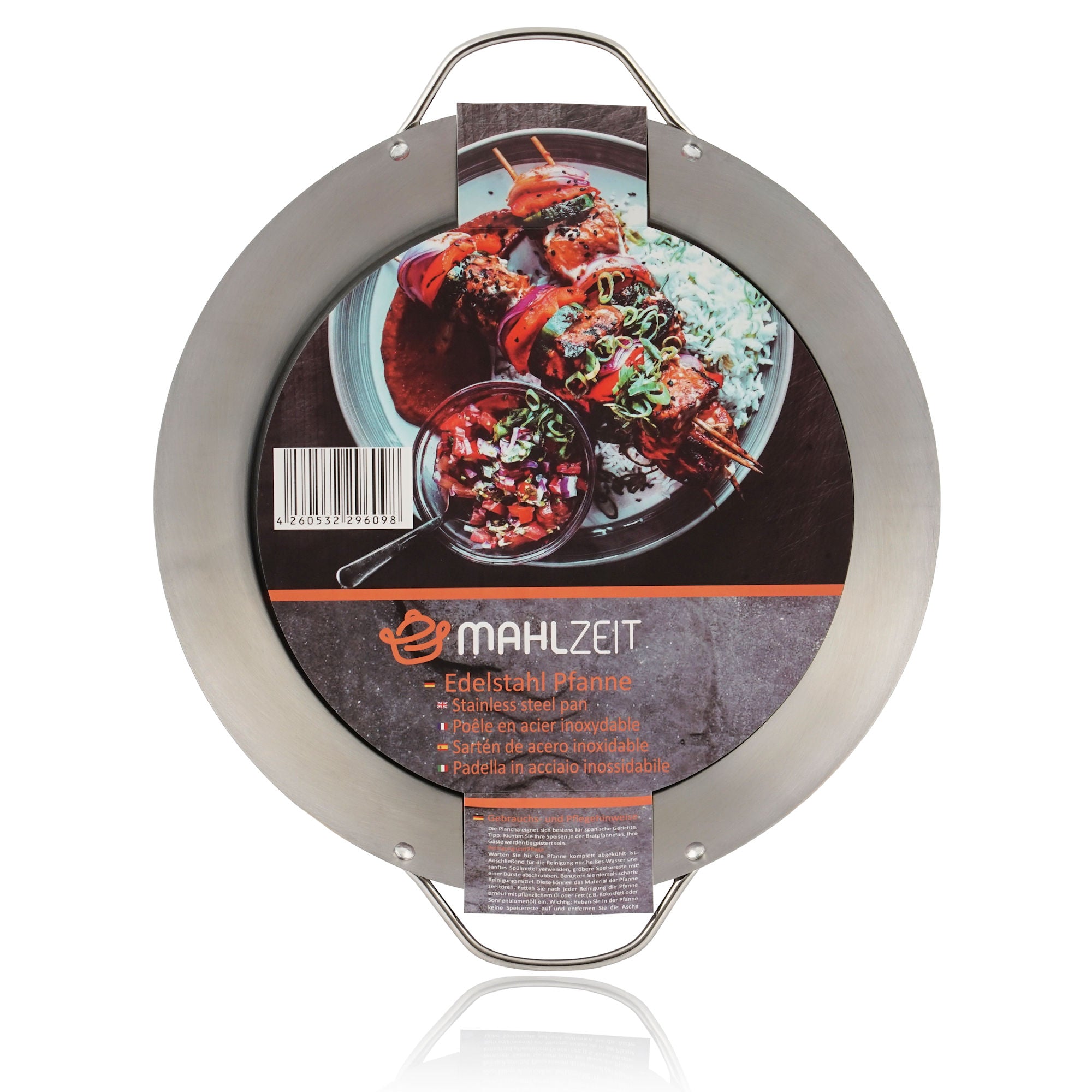 Poêle à paella, Ø 35 cm, en acier inoxydable, pour 6 personnes, avec poignées