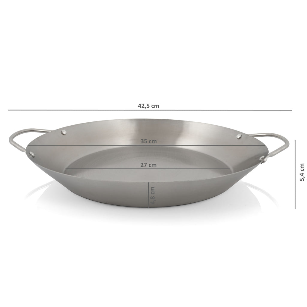 Poêle à paella, Ø 35 cm, en acier inoxydable, pour 6 personnes, avec poignées
