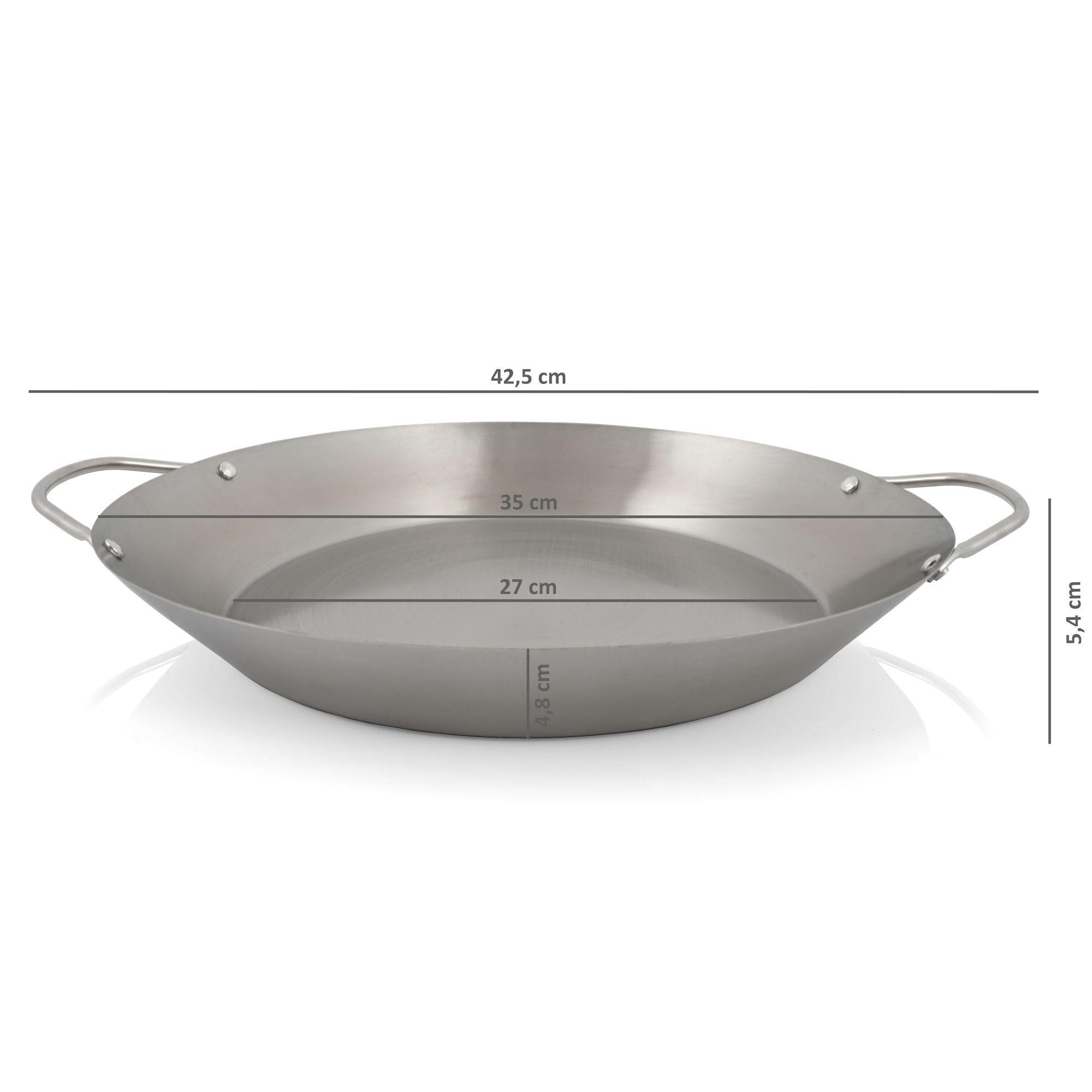 Poêle à paella, Ø 35 cm, en acier inoxydable, pour 6 personnes, avec poignées