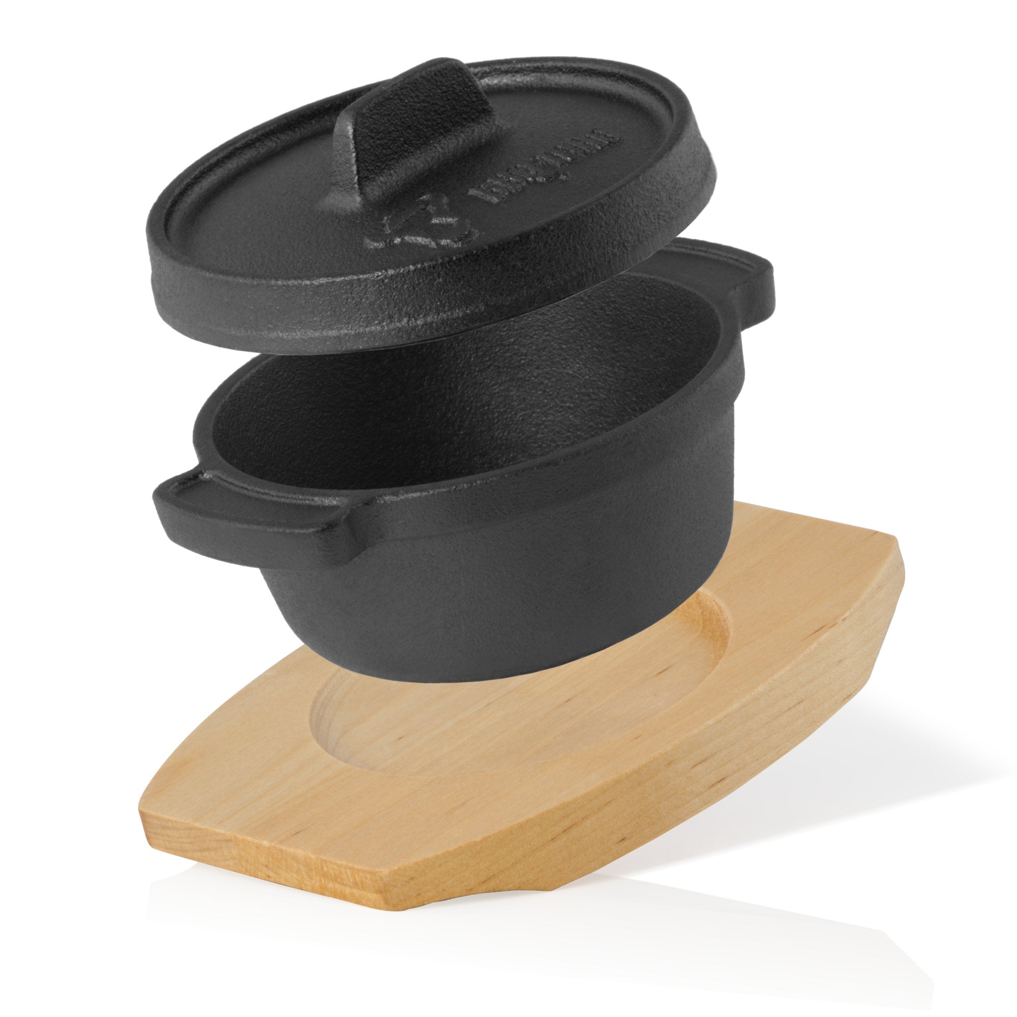 Mini Dutch oven, Ø 11 cm, cast iron, including wooden base