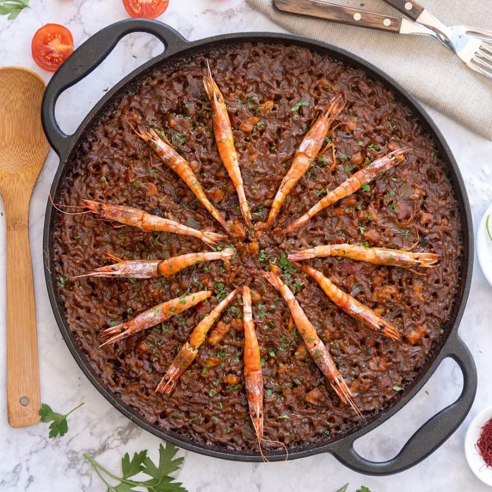 Poêle à paella, Ø 36 cm, en fonte, pour 6 personnes, avec poignées