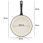 Poêle à frire, Ø 24 cm, en fonte émaillée, avec deux becs verseurs