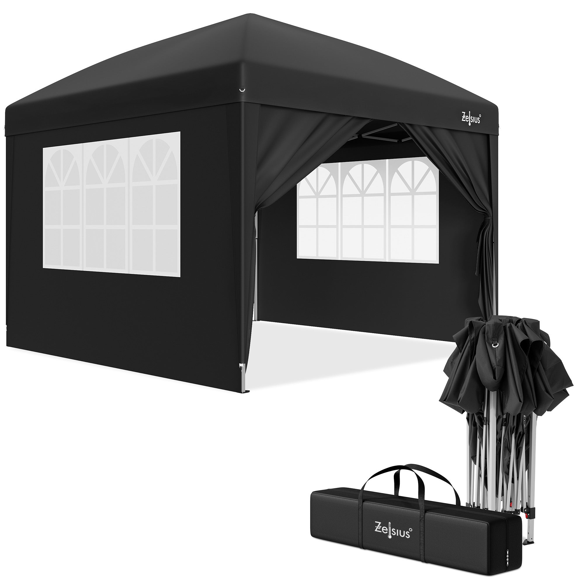 Pavillon mit Seitenwänden, 3 x 3 m, faltbar, inkl. Tasche