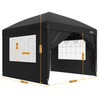 Pavillon avec parois latérales, 3 x 3 m, pliable, sac inclus.