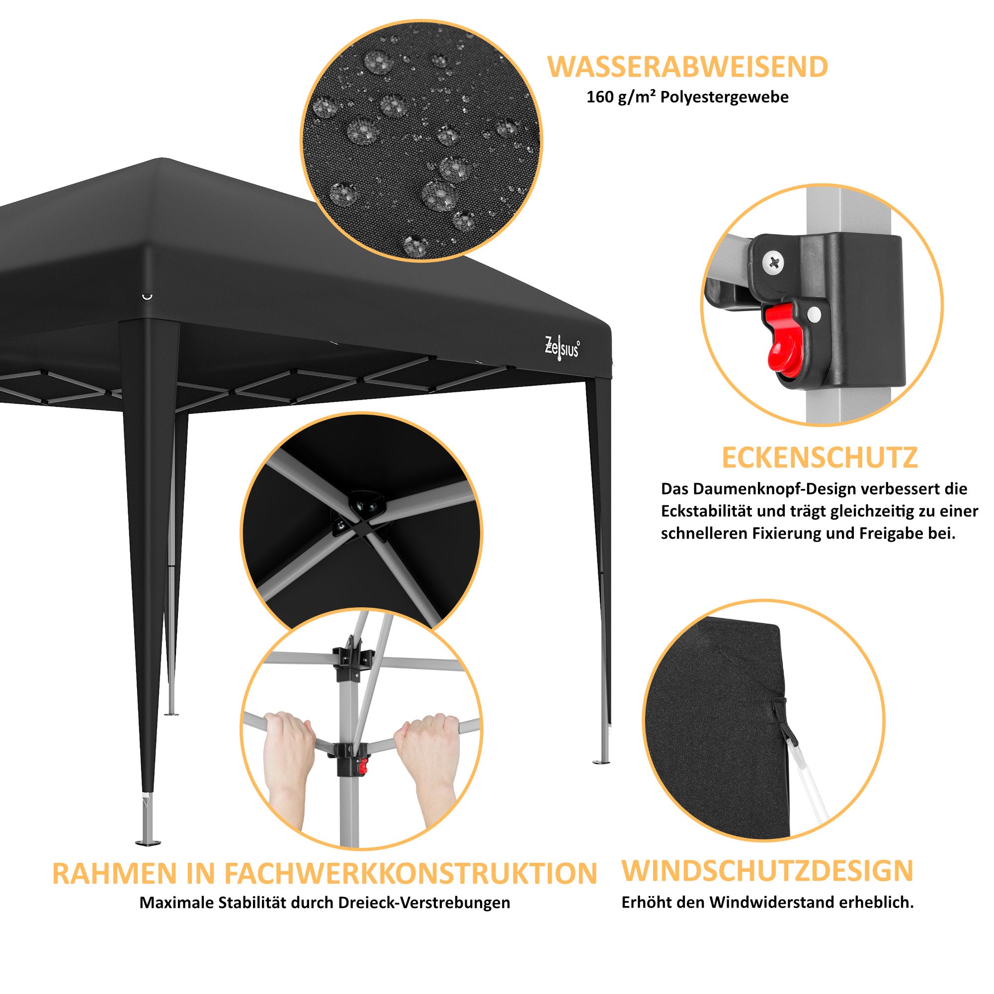 Pavillon, 3 x 3 m, faltbar, inkl. Tasche