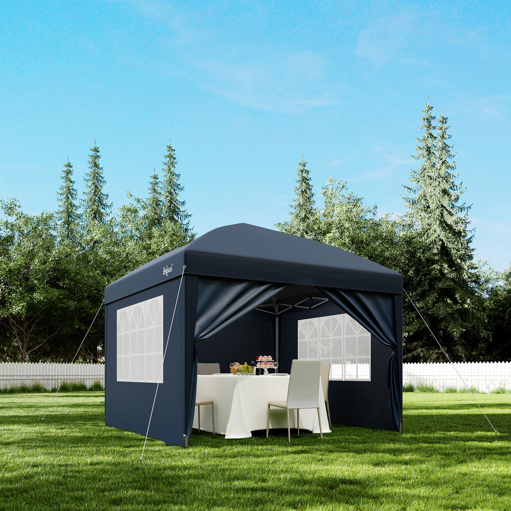 Pavilion with side walls, 3 x 3 m, foldable, including bag.