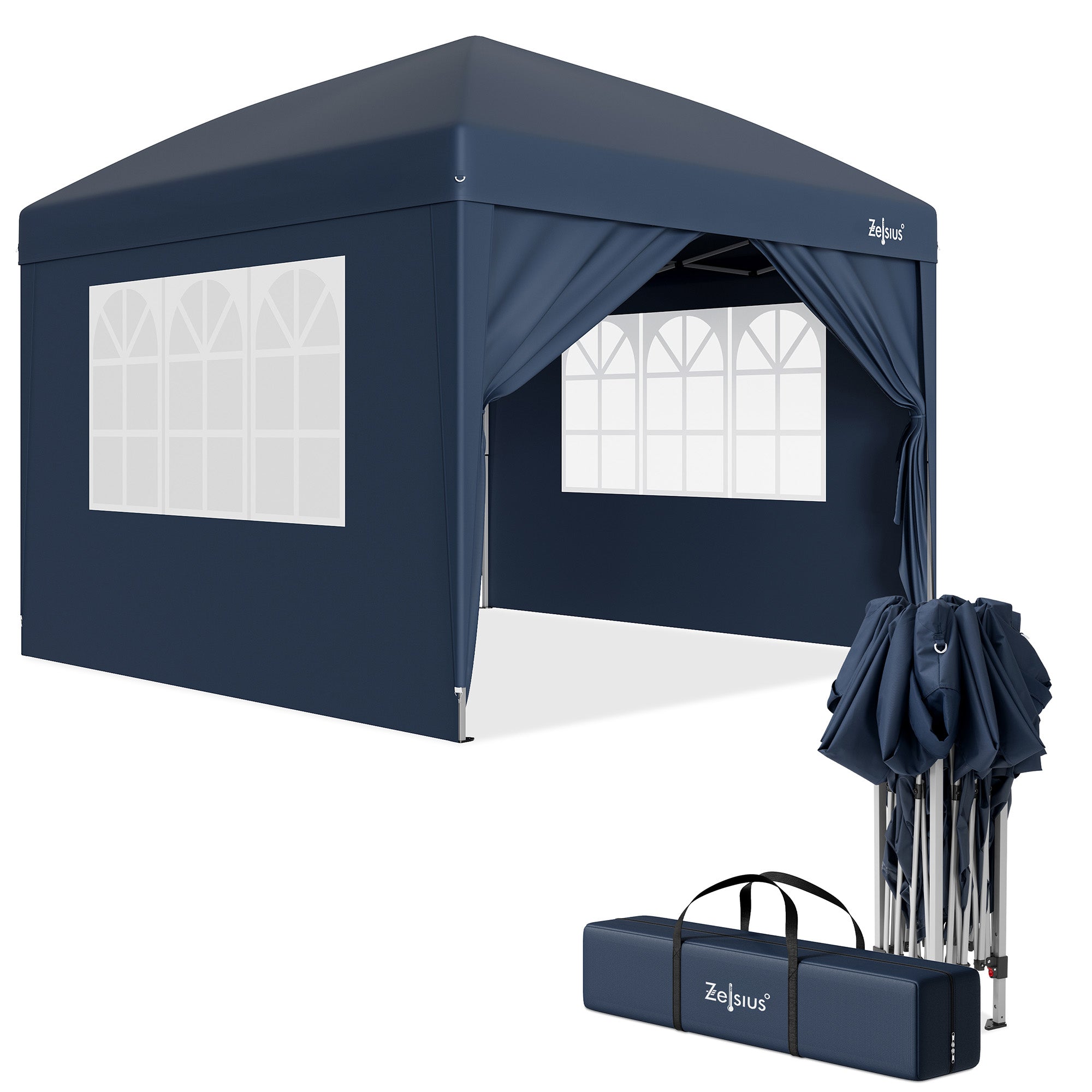 Pavillon mit Seitenwänden, 3 x 3 m, faltbar, inkl. Tasche