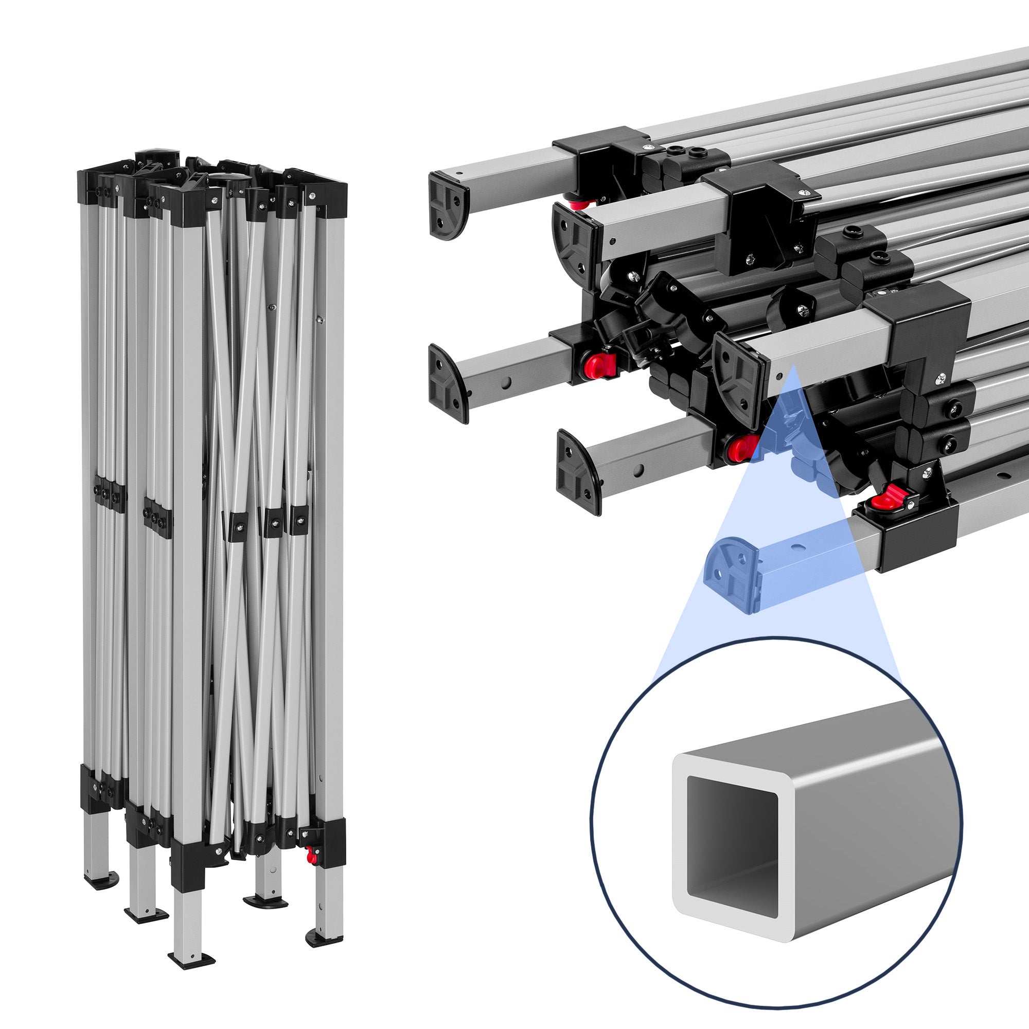 Pavilion with side walls, 3 x 3 m, foldable, including bag.