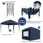 Pavillon avec parois latérales, 3 x 3 m, pliable, sac inclus.