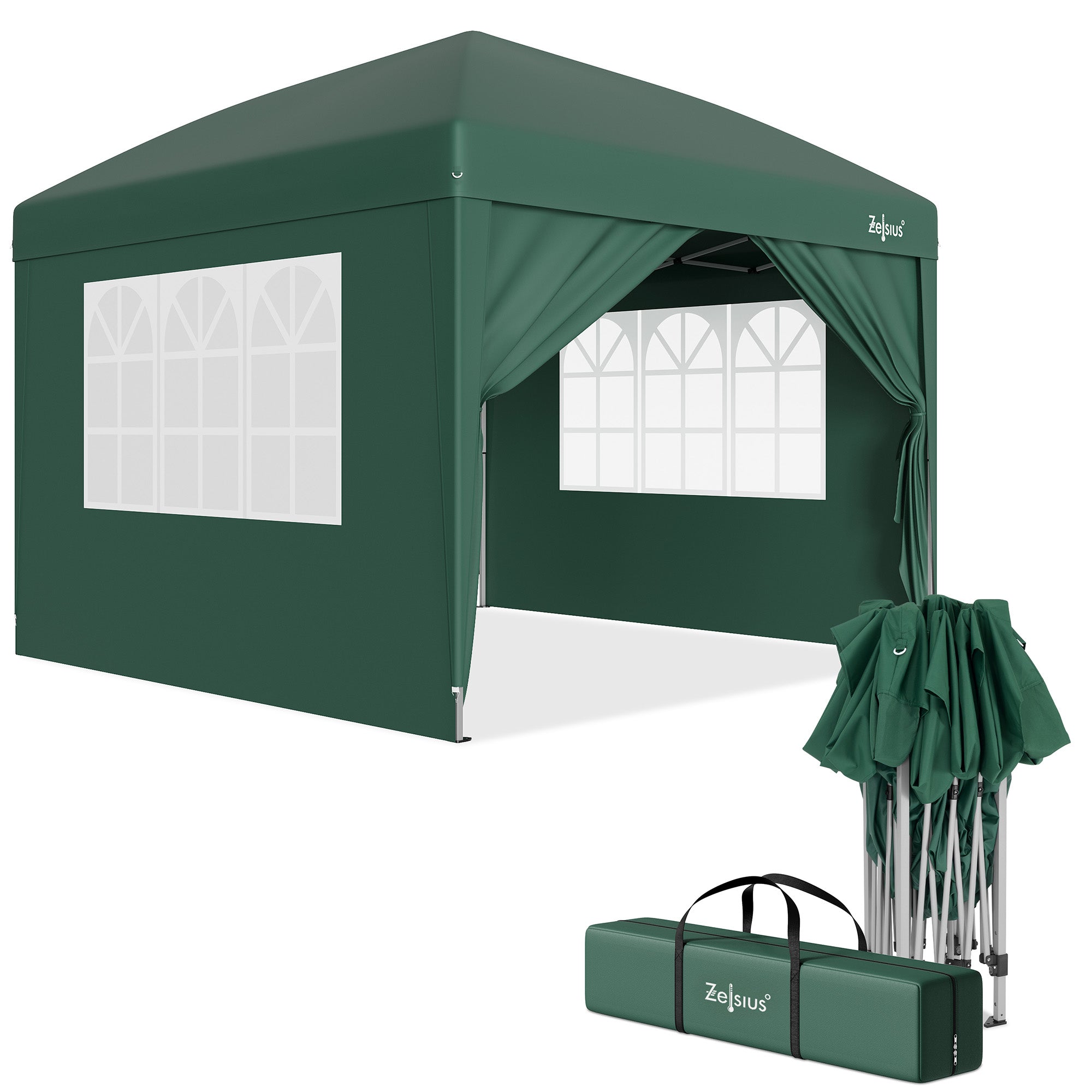 Pavillon mit Seitenwänden, 3 x 3 m, faltbar, inkl. Tasche