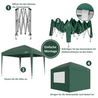 Pavillon avec parois latérales, 3 x 3 m, pliable, sac inclus.