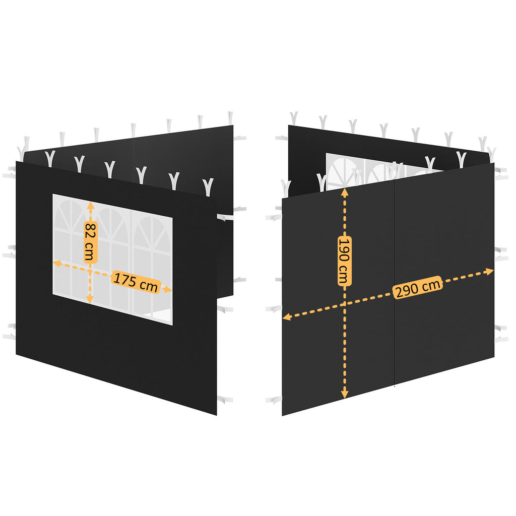 Side walls for pavilion, 3 x 3 m, 4-piece, with window