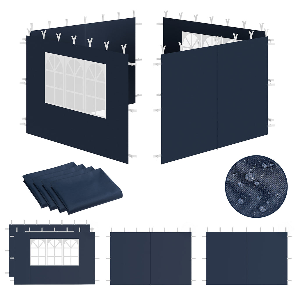 Side walls for pavilion, 3 x 3 m, 4-piece, with window