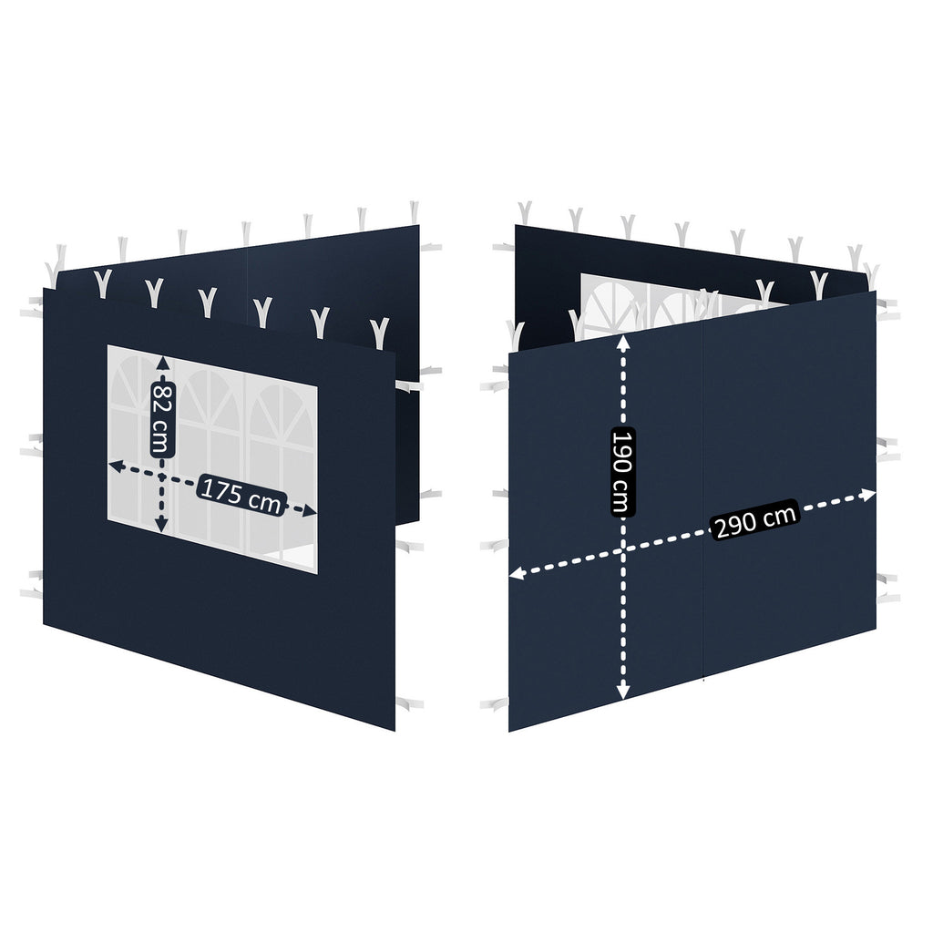 Side walls for pavilion, 3 x 3 m, 4-piece, with window