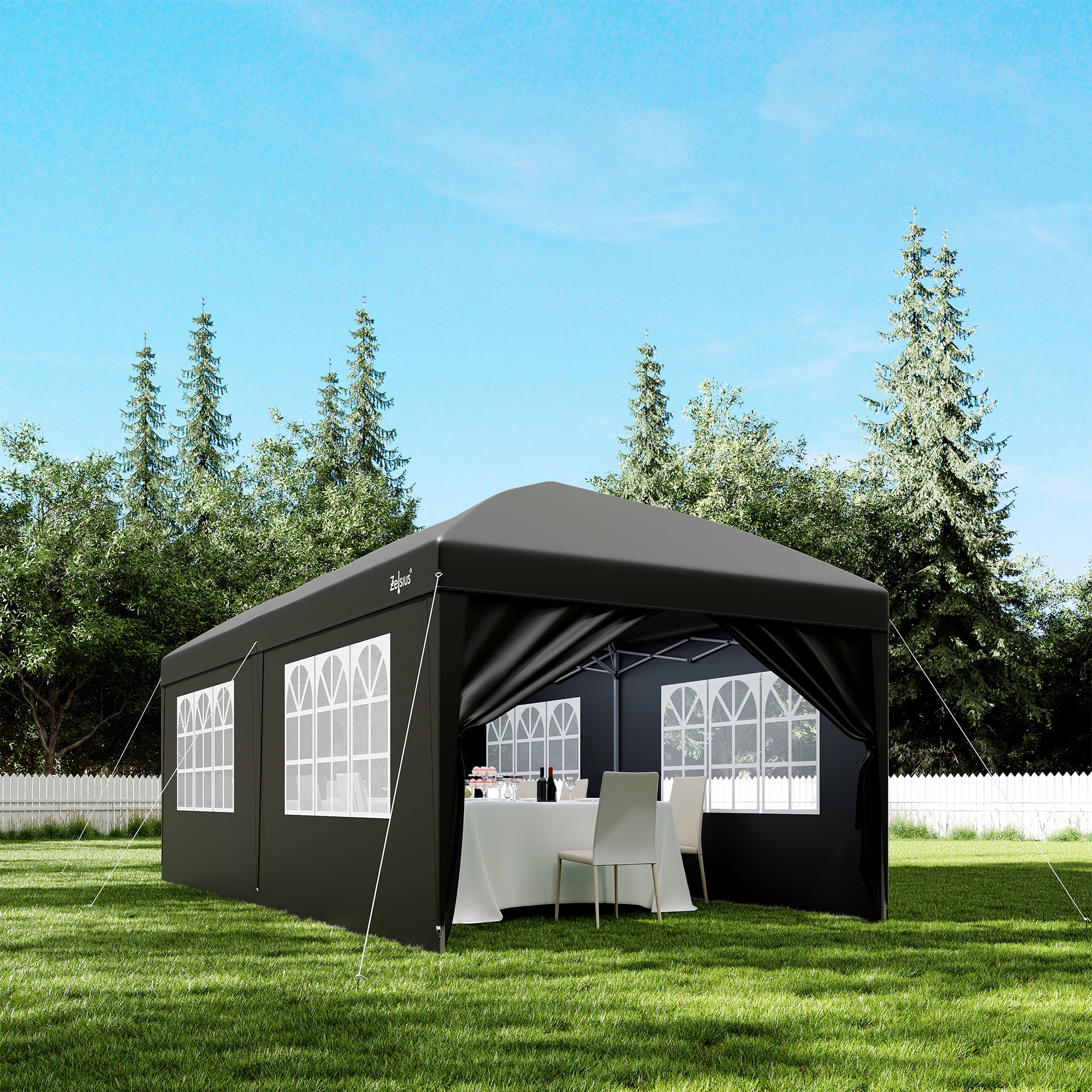 pavillon zelt 6 x 3 Pavillon mit Seitenwänden, 3 x 6 m, faltbar, inkl. Tasche – CS-Trading