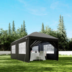 Pavillon avec parois latérales, 3 x 6 m, pliable, sac inclus.