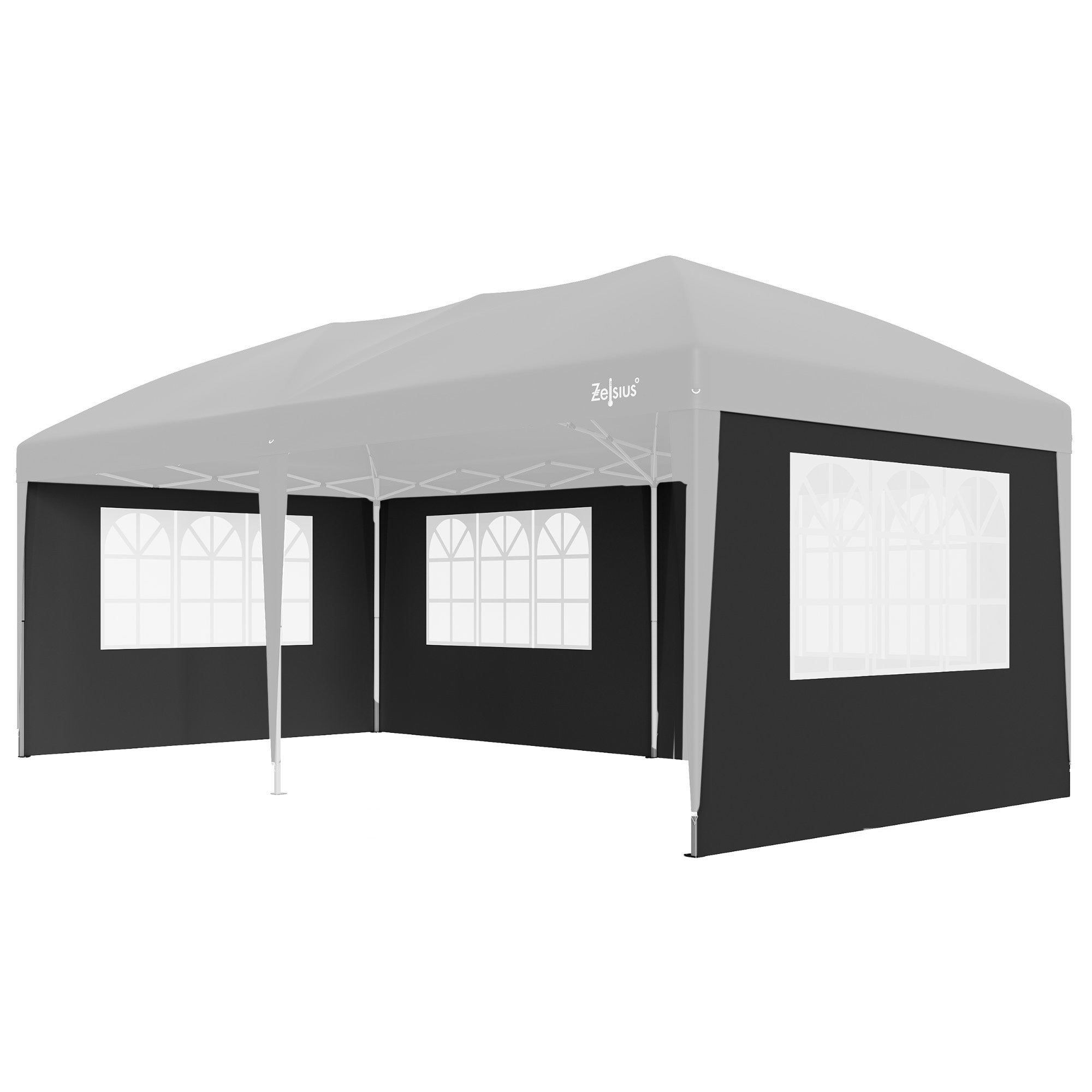 Seitenwände für Pavillon, 3 x 6 m, 6-teilig, mit Fenster