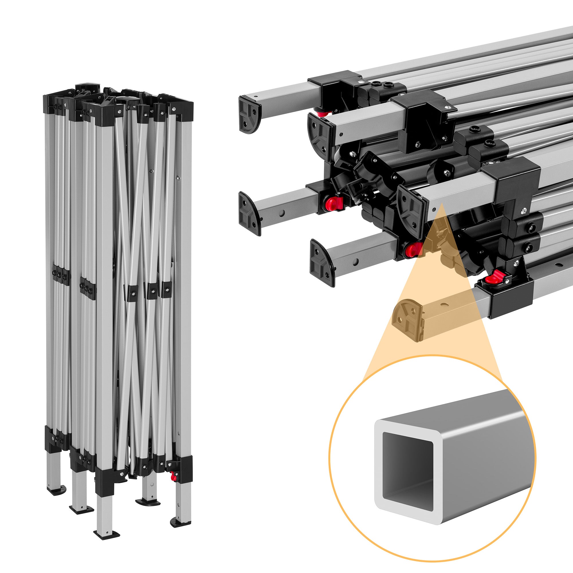 Pavilion with side walls, 3 x 6 m, foldable, including bag.