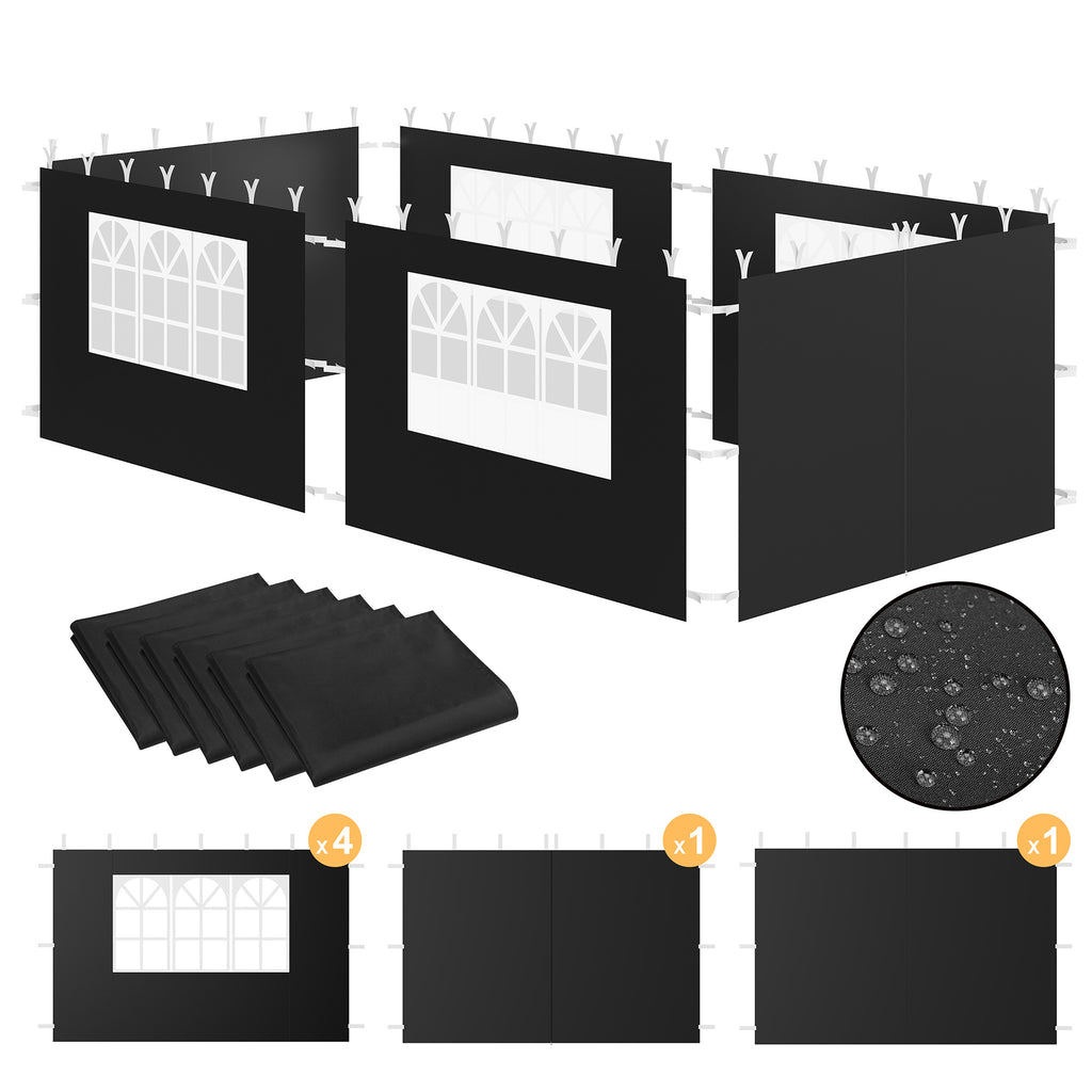 Side walls for pavilion, 3 x 6 m, 6-piece, with window