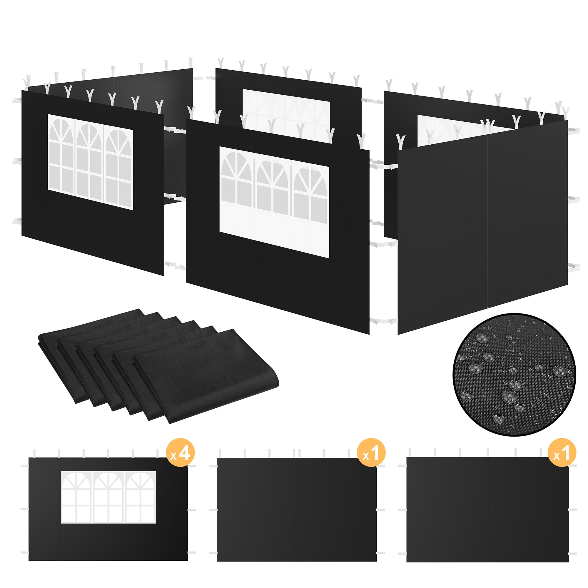Pavilion with side walls, 3 x 6 m, foldable, including bag.