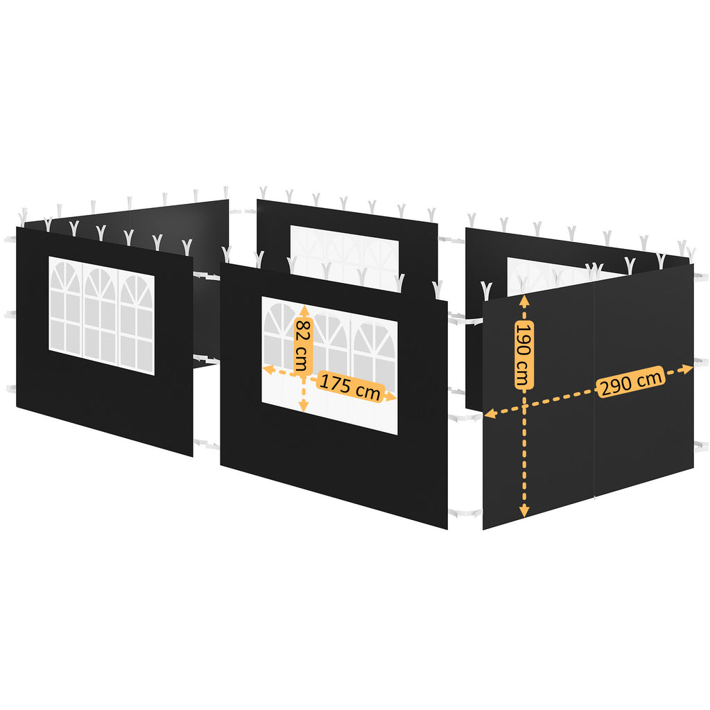 Side walls for pavilion, 3 x 6 m, 6-piece, with window