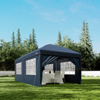 Pavillon avec parois latérales, 3 x 6 m, pliable, sac inclus.