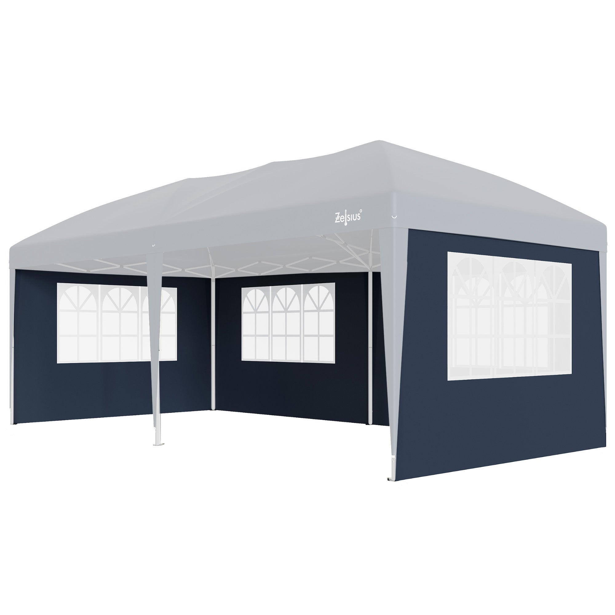 Seitenwände für Pavillon, 3 x 6 m, 6-teilig, mit Fenster