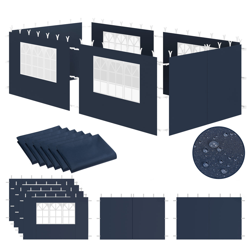 Side walls for pavilion, 3 x 6 m, 6-piece, with window