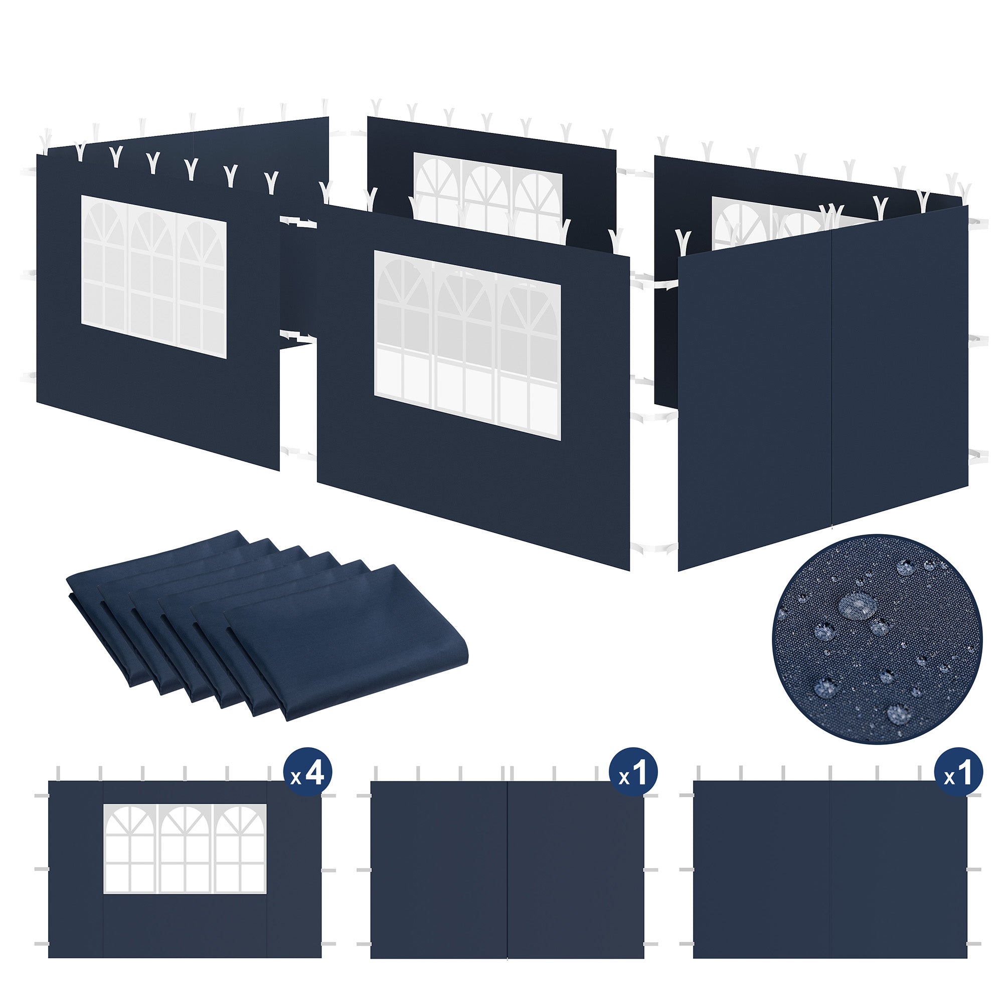 Pavilion with side walls, 3 x 6 m, foldable, including bag.