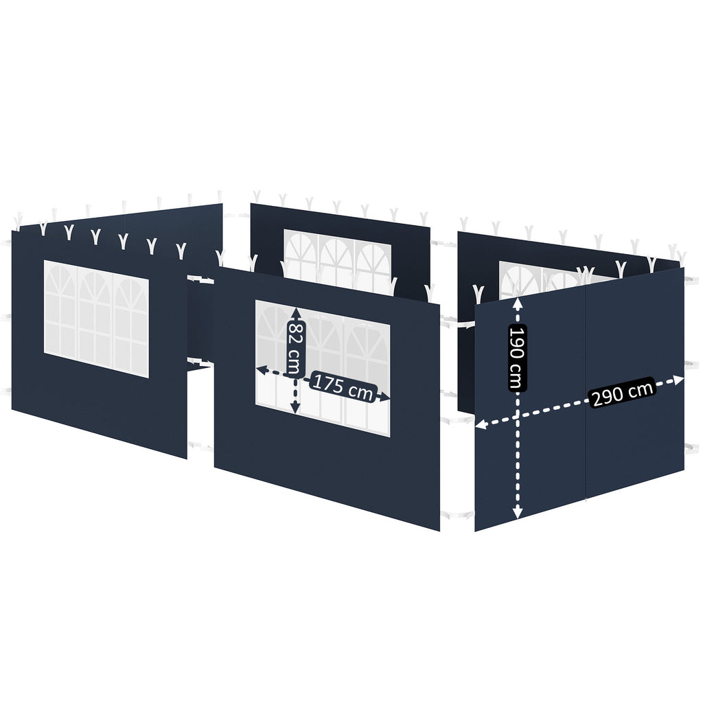 Side walls for pavilion, 3 x 6 m, 6-piece, with window