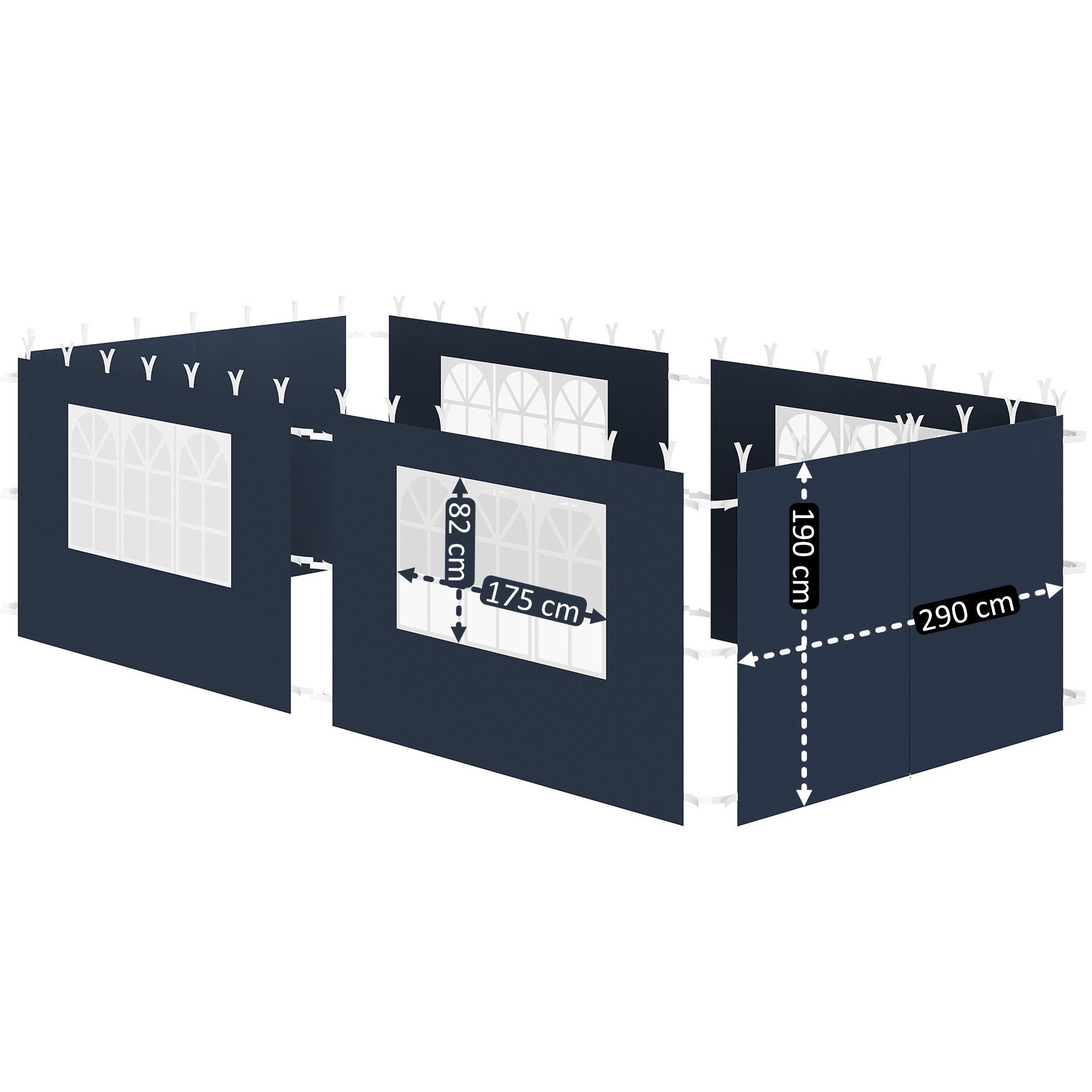 Side walls for pavilion, 3 x 6 m, 6-piece, with window
