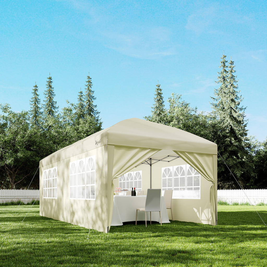 Pavilion with side walls, 3 x 6 m, foldable, including bag.
