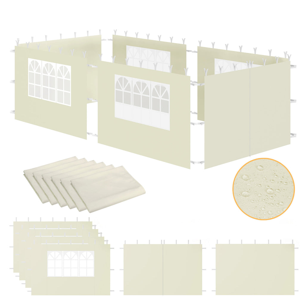 Side walls for pavilion, 3 x 6 m, 6-piece, with window