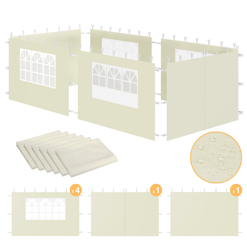 Side walls for pavilion, 3 x 6 m, 6-piece, with window