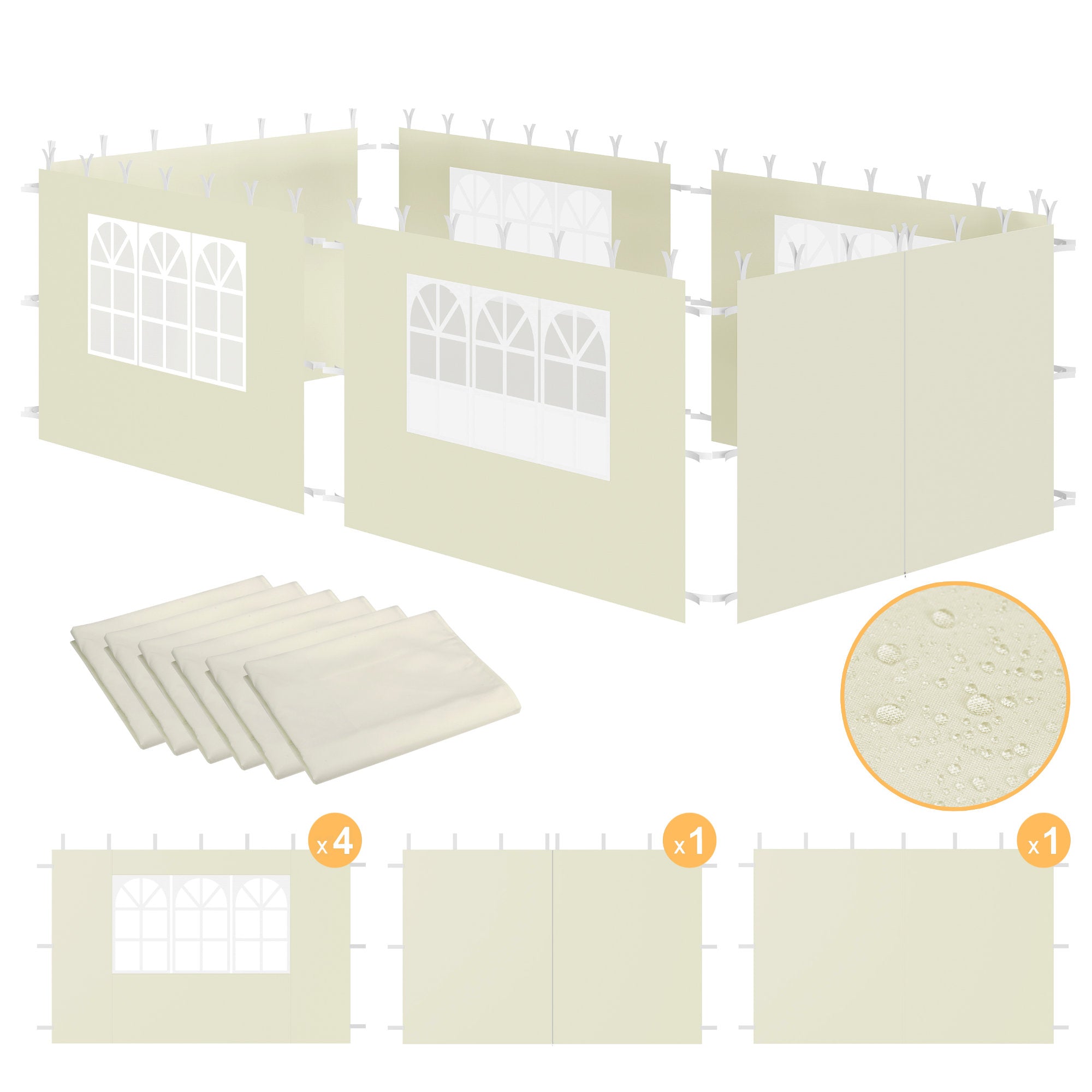 Pavilion with side walls, 3 x 6 m, foldable, including bag.