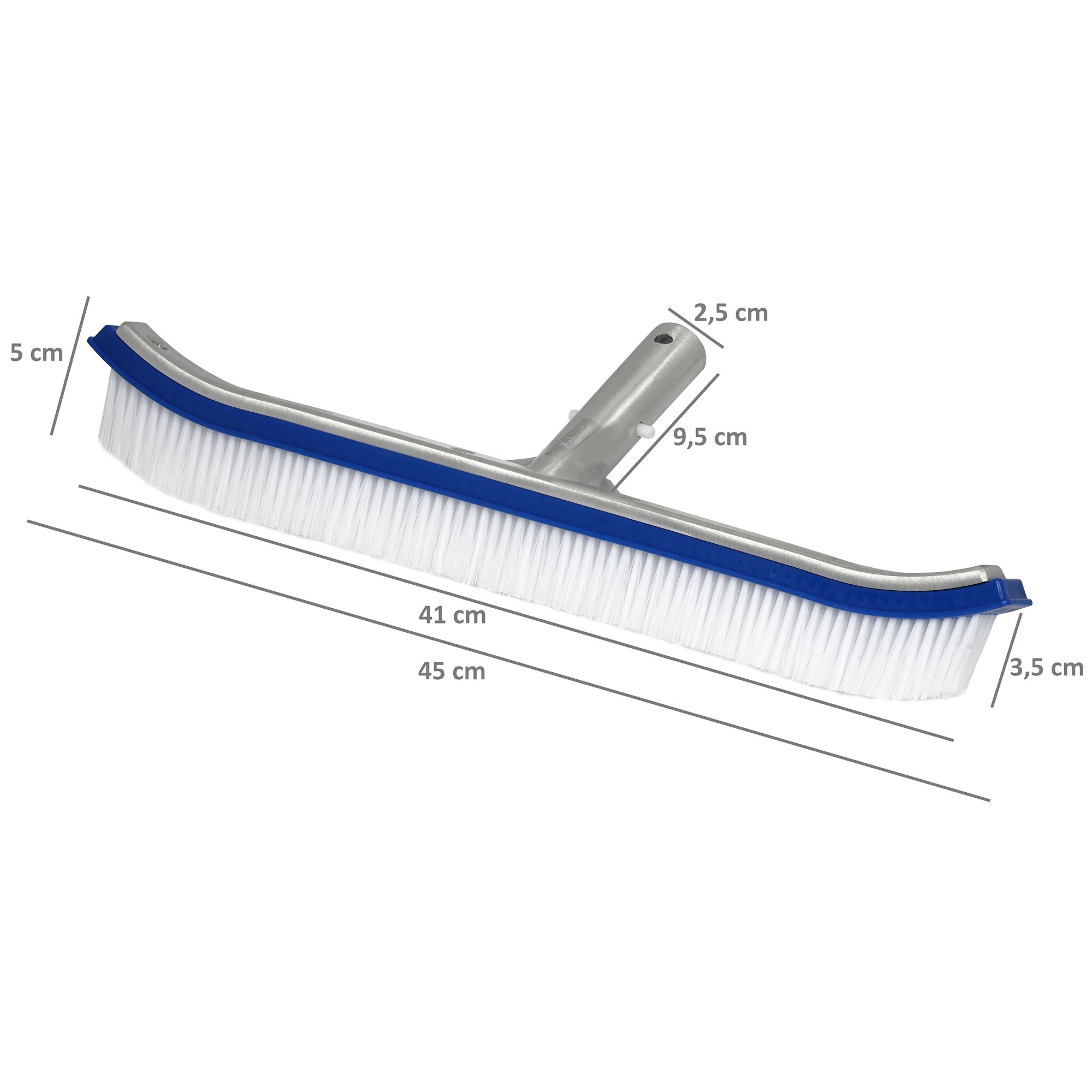 Brosse de piscine, y compris les coins arrondis, pour perche télescopique