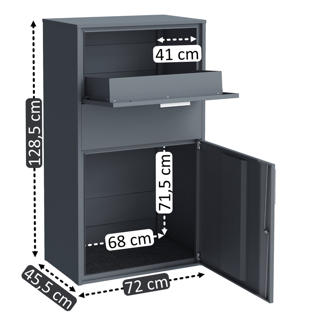 Paketbox, RAL 7016 Anthrazit, pulverbeschichteter Stahl