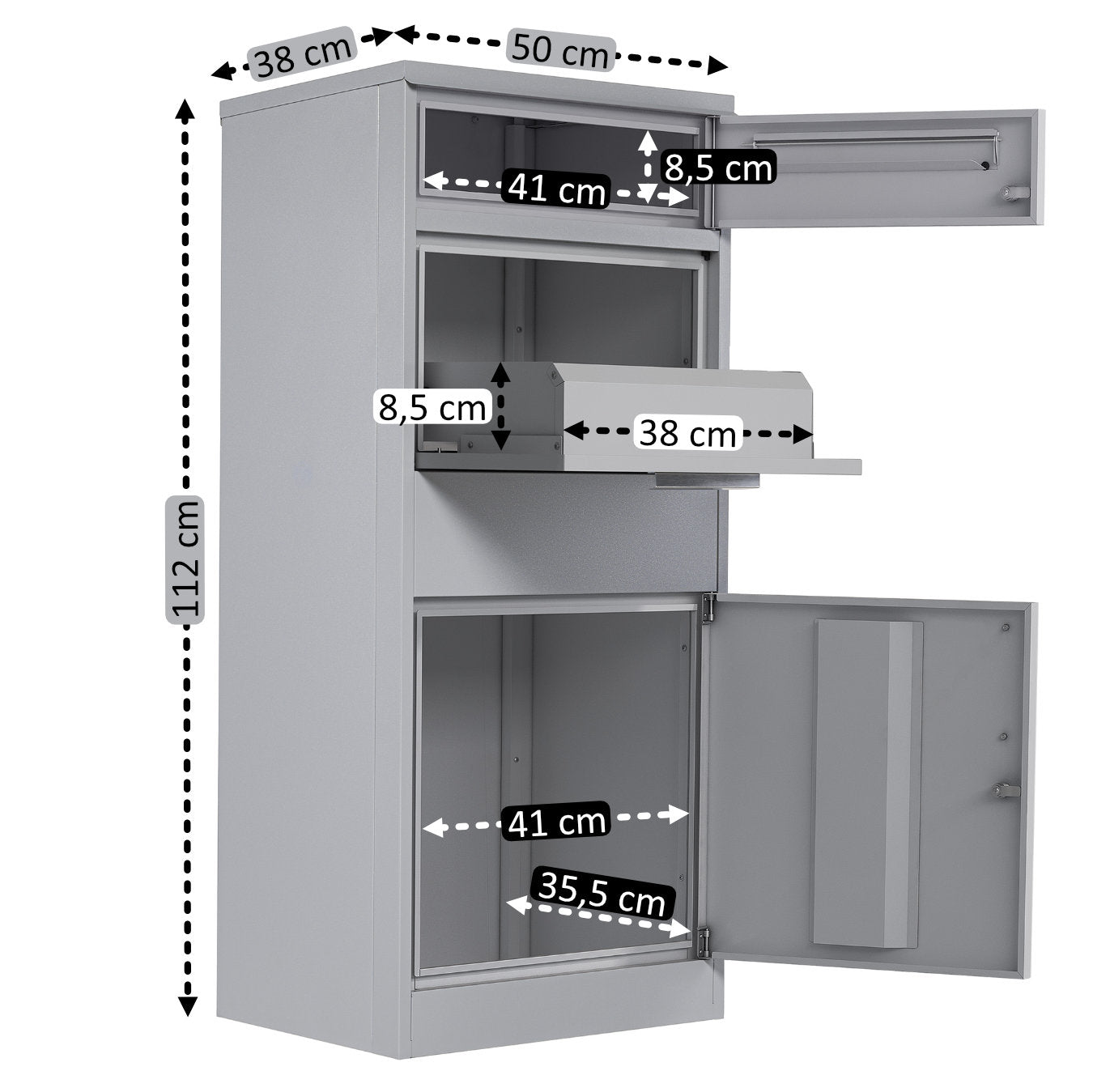 Boîte aux lettres pour colis, acier thermolaqué, anthracite RAL7016