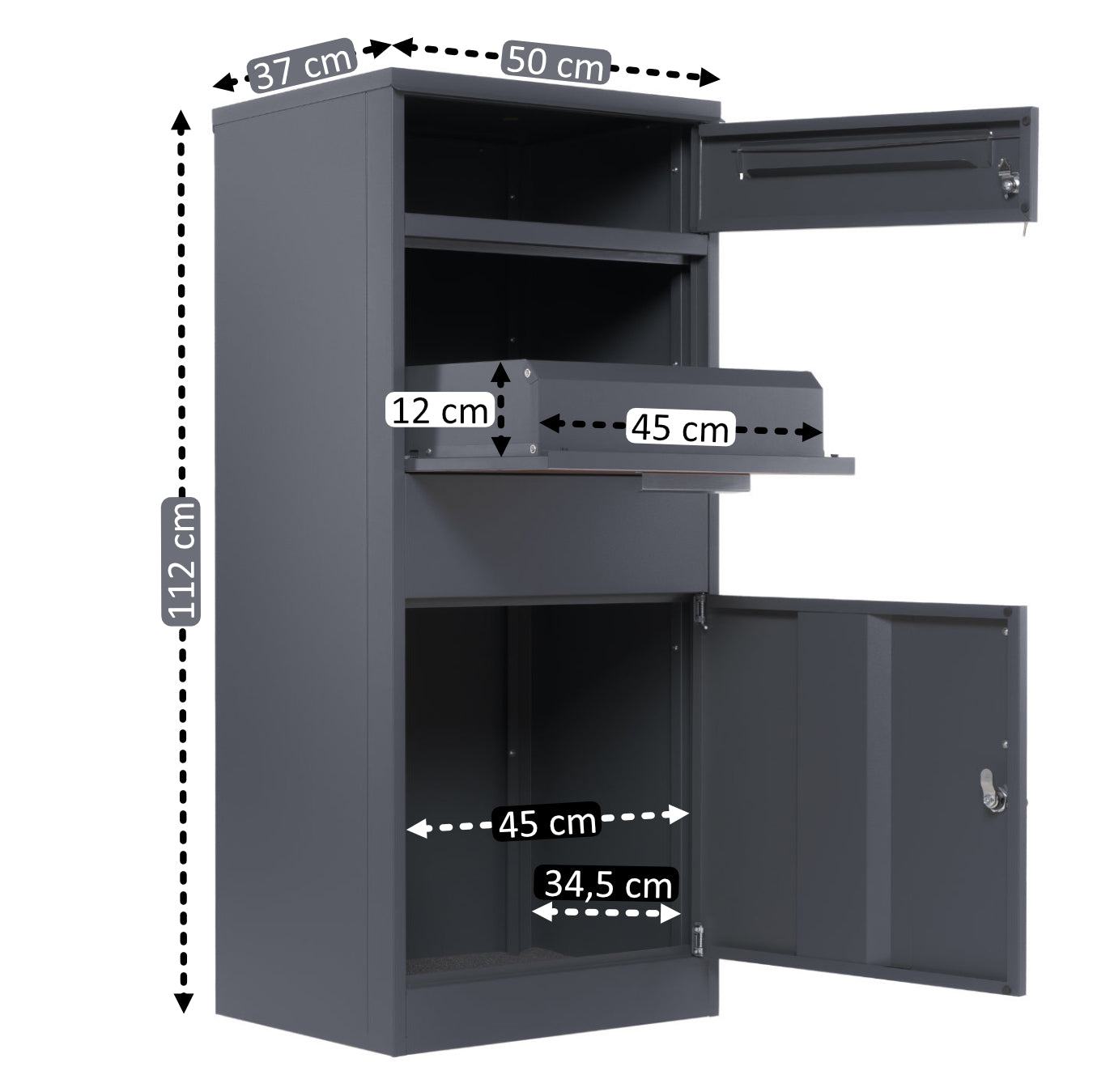 Boîte aux lettres pour colis, acier thermolaqué, anthracite RAL7016